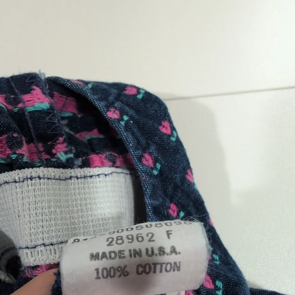 Vintage OshKosh B'gosh Vestbak Overalls 4T Blue Pink Floral Tulip Heart USA